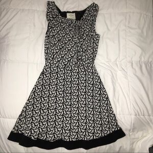 Kate Spade Black/White Bird Print Sleeveless Dress Size 2 EUC